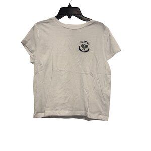 PINK Victorias Secret Womens Small Cotton White Graphic Short Sleeve Crewneck Te